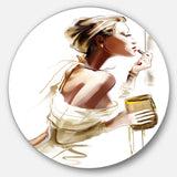 Fashion Woman' Disc Abstract Portrait Circle Metal Wall Art
