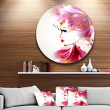 Fashion Woman with Abstract Hair' Disc Abstract Circle Metal Wall Art