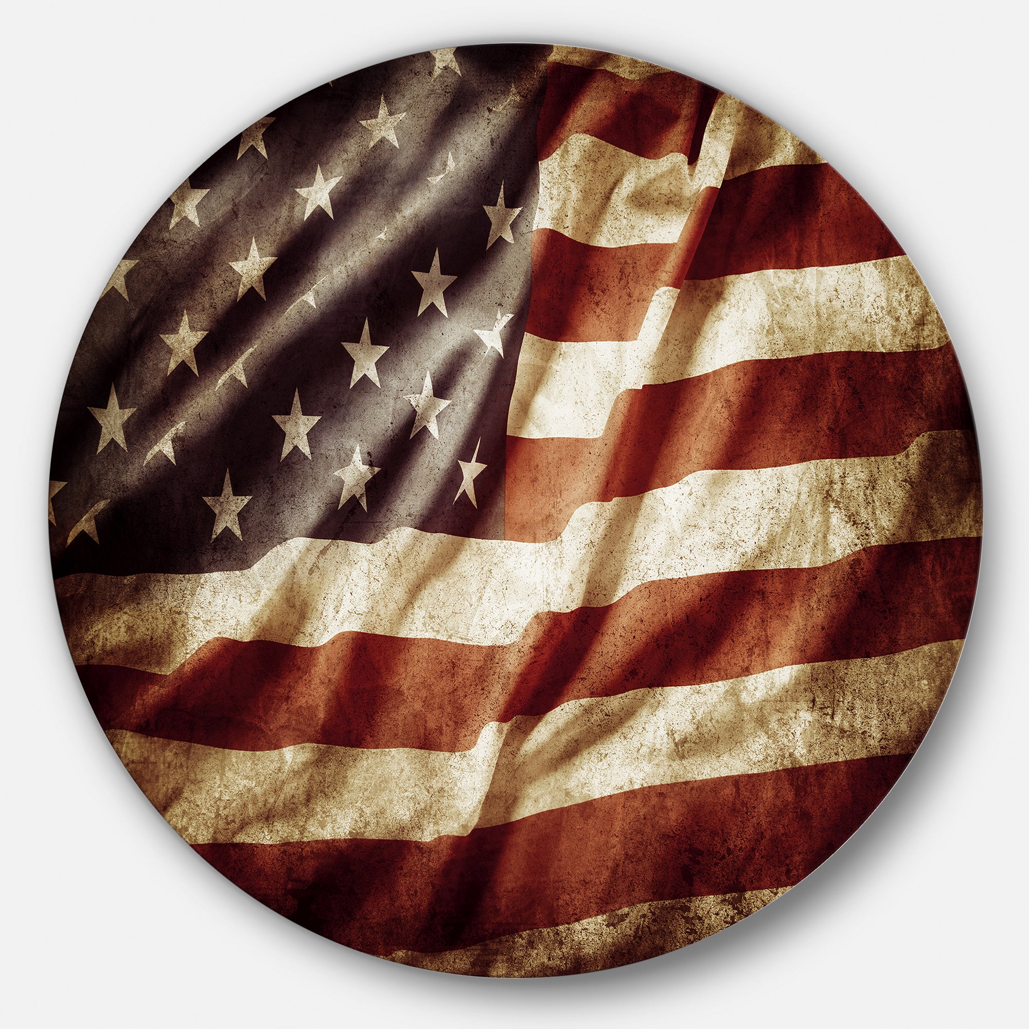 American Flag' Disc Contemporary Circle Metal Wall Art