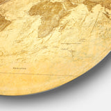 Vintage Classic Map' Disc Contemporary Circle Metal Wall Art