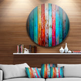 Vintage Wooden Pattern' Disc Contemporary Artwork on Circle Metal Wall Art
