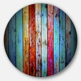 Vintage Wooden Pattern' Disc Contemporary Artwork on Circle Metal Wall Art