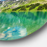 Bright Day Mountain Lake' Disc Photography Circle Metal Wall Art