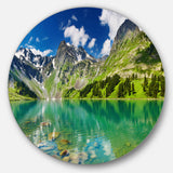 Bright Day Mountain Lake' Disc Photography Circle Metal Wall Art