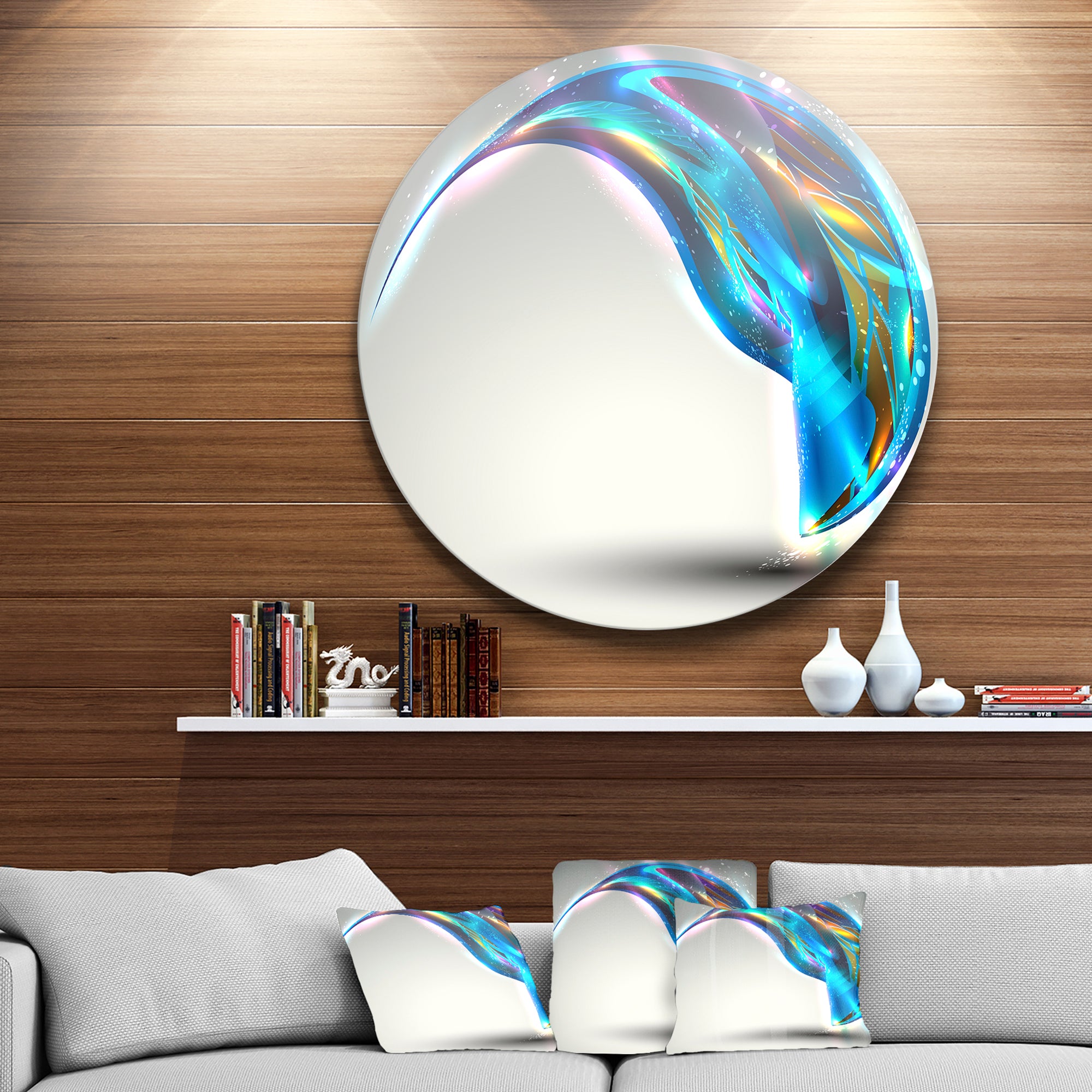 Fantastic Abstract Illustration' Disc Contemporary Circle Metal Wall Art