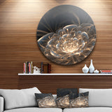 Fractal Flower with Golden Rays' Disc Floral Circle Metal Wall Art