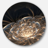 Fractal Flower with Golden Rays' Disc Floral Circle Metal Wall Art