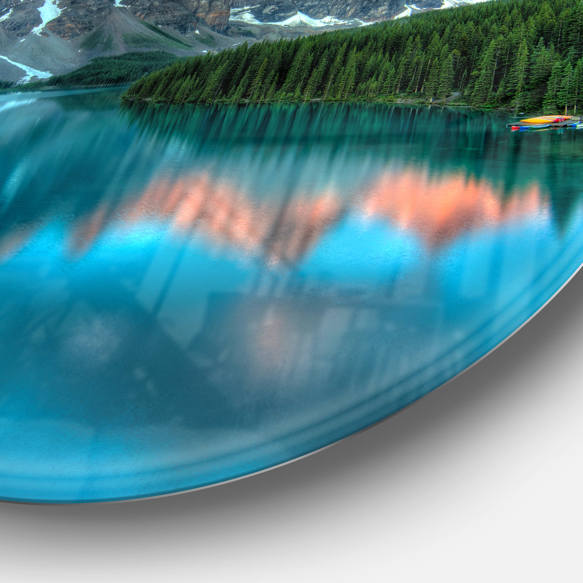 Moraine Lake Sunrise' Disc Landscape Photography Circle Metal Wall Art