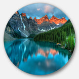 Moraine Lake Sunrise' Disc Landscape Photography Circle Metal Wall Art