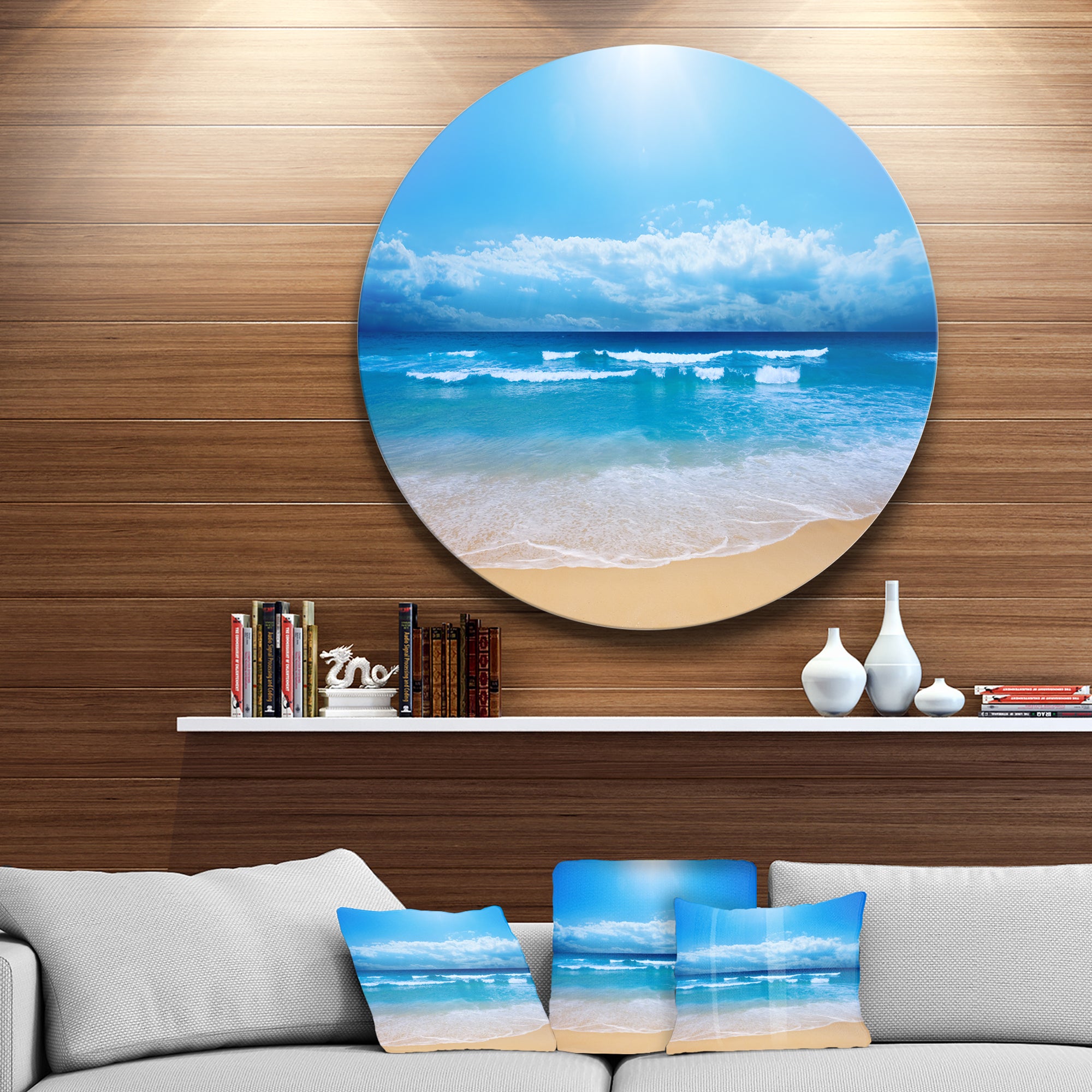 Paradise Beach' Disc Seascape Photography Circle Metal Wall Art