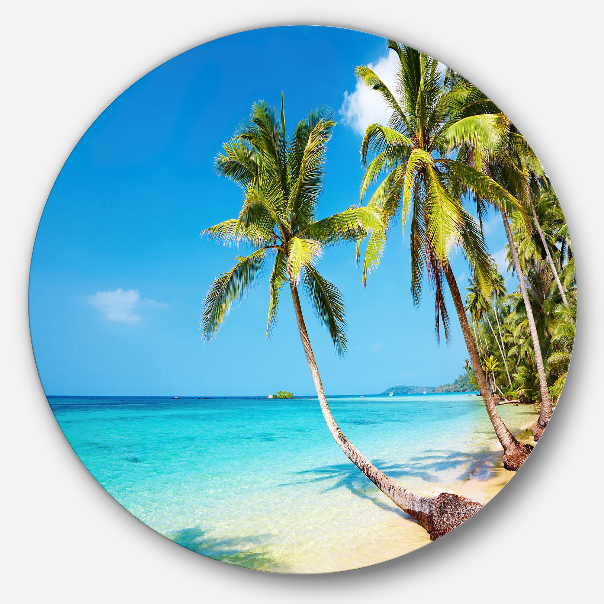 Tropical Beach' Disc Photography Seascape Circle Metal Wall Art