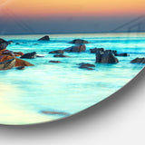Sunset Over Blue Sky' Disc Seascape Photography Circle Metal Wall Art