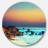 Sunset Over Blue Sky' Disc Seascape Photography Circle Metal Wall Art