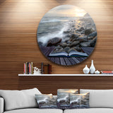 Open Book to the Evening Sea' Disc Contemporary Circle Metal Wall Art