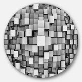 Black and Grey Cubes' Disc Contemporary Circle Metal Wall Art