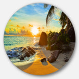 Sunset in Tropical Beach' Disc Landscape Photography Circle Metal Wall Art