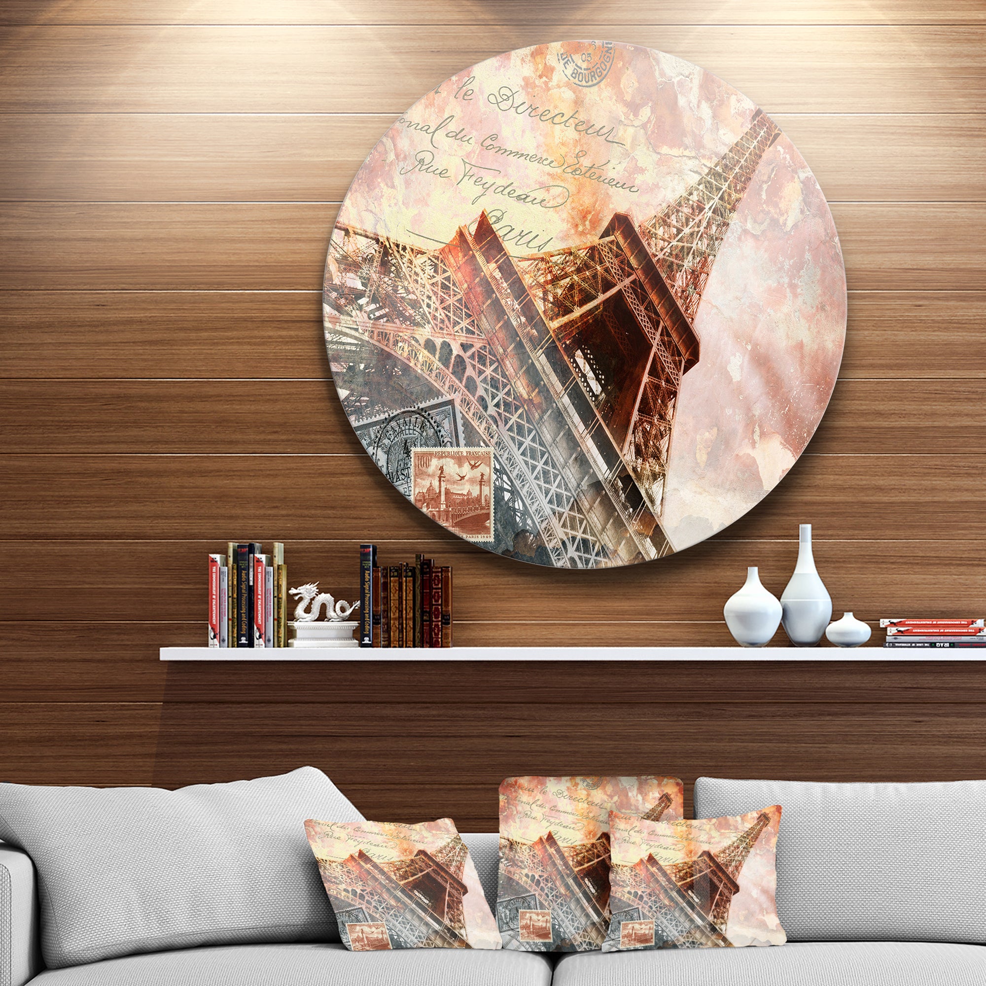 Paris Eiffel TowerParis' Disc Contemporary Circle Metal Wall Art