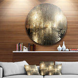 Night Alley with Lights' Disc Photography Landscape Circle Metal Wall Art