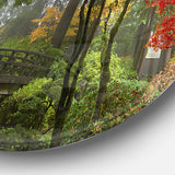 Japanese Wooden Bridge in Fall' Disc Photography Circle Metal Wall Art