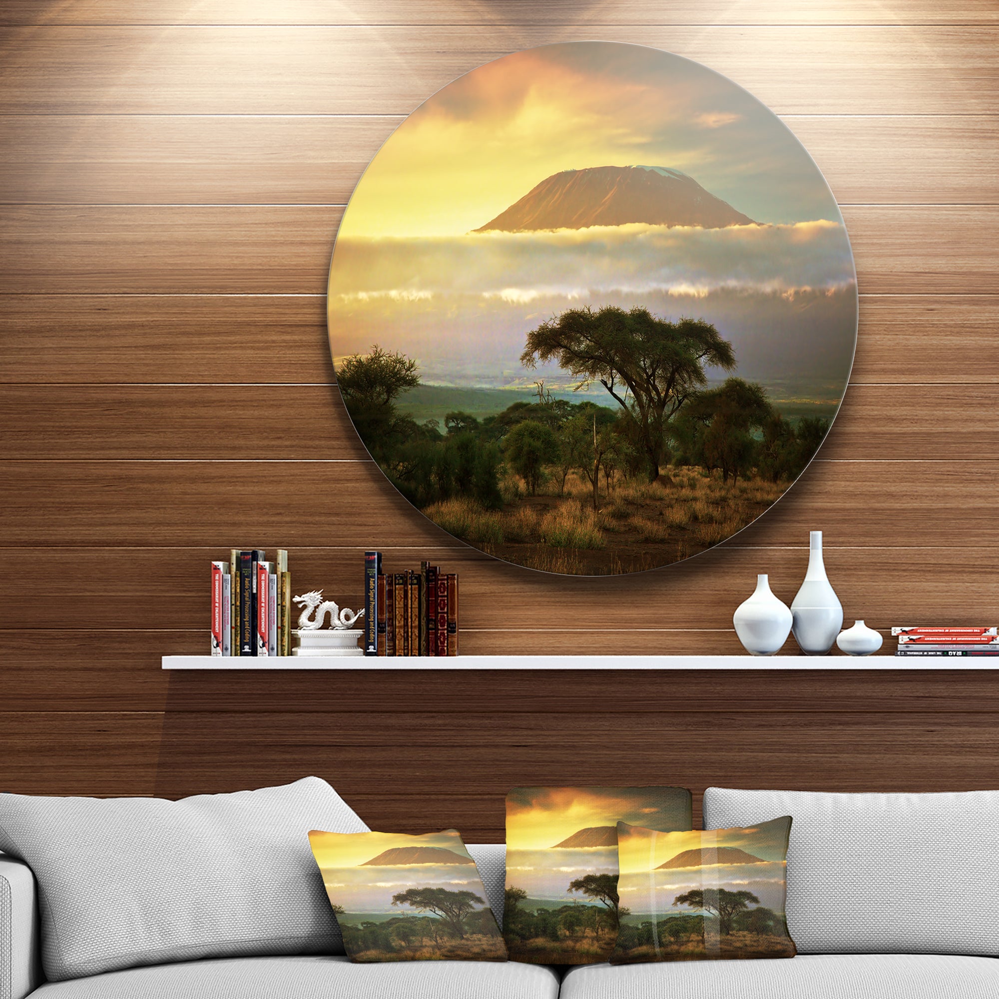 Mount Kilimanjaro' Disc Photography Landscape Circle Metal Wall Art