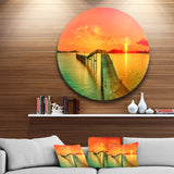Fabulous Sunset Panorama' Disc Photography Seascape Circle Metal Wall Art