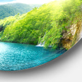 Waterfall in Deep Forest' Disc Landscape Photography Circle Metal Wall Art