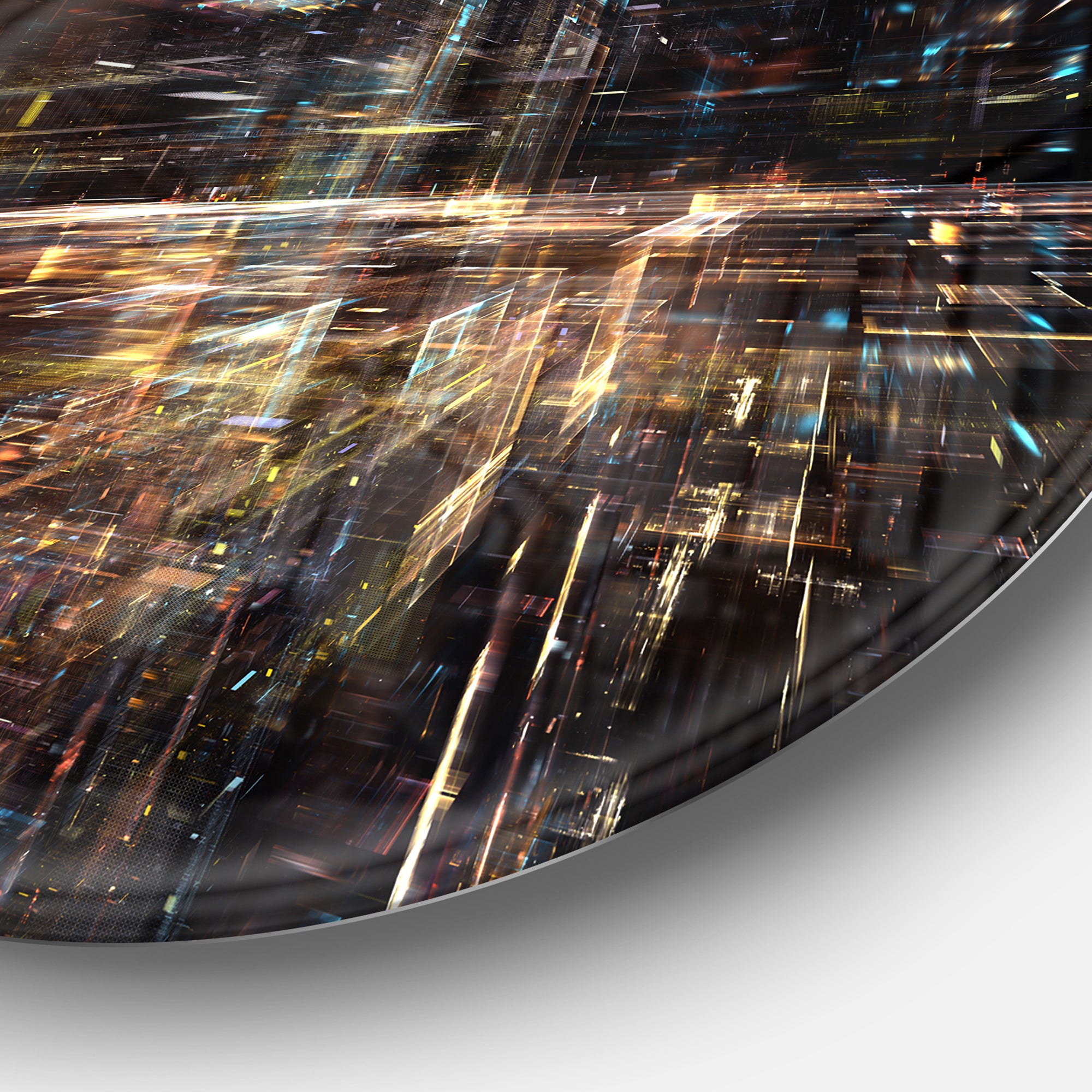 Glow of Technology' Disc Contemporary Circle Metal Wall Art