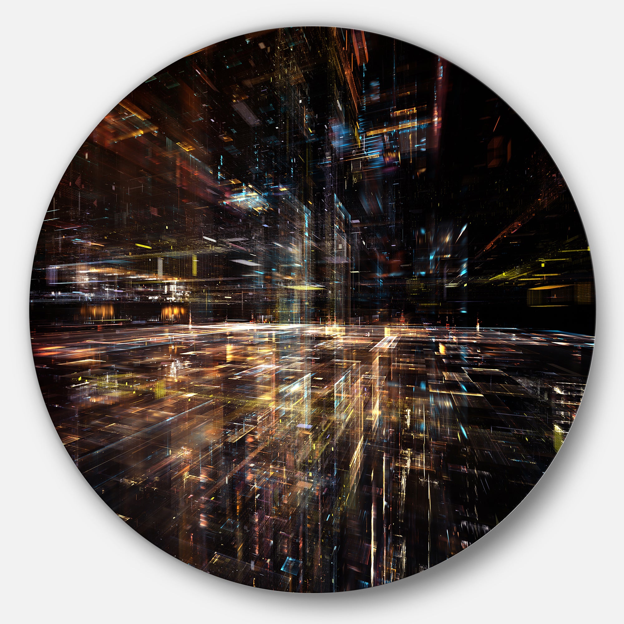 Glow of Technology' Disc Contemporary Circle Metal Wall Art