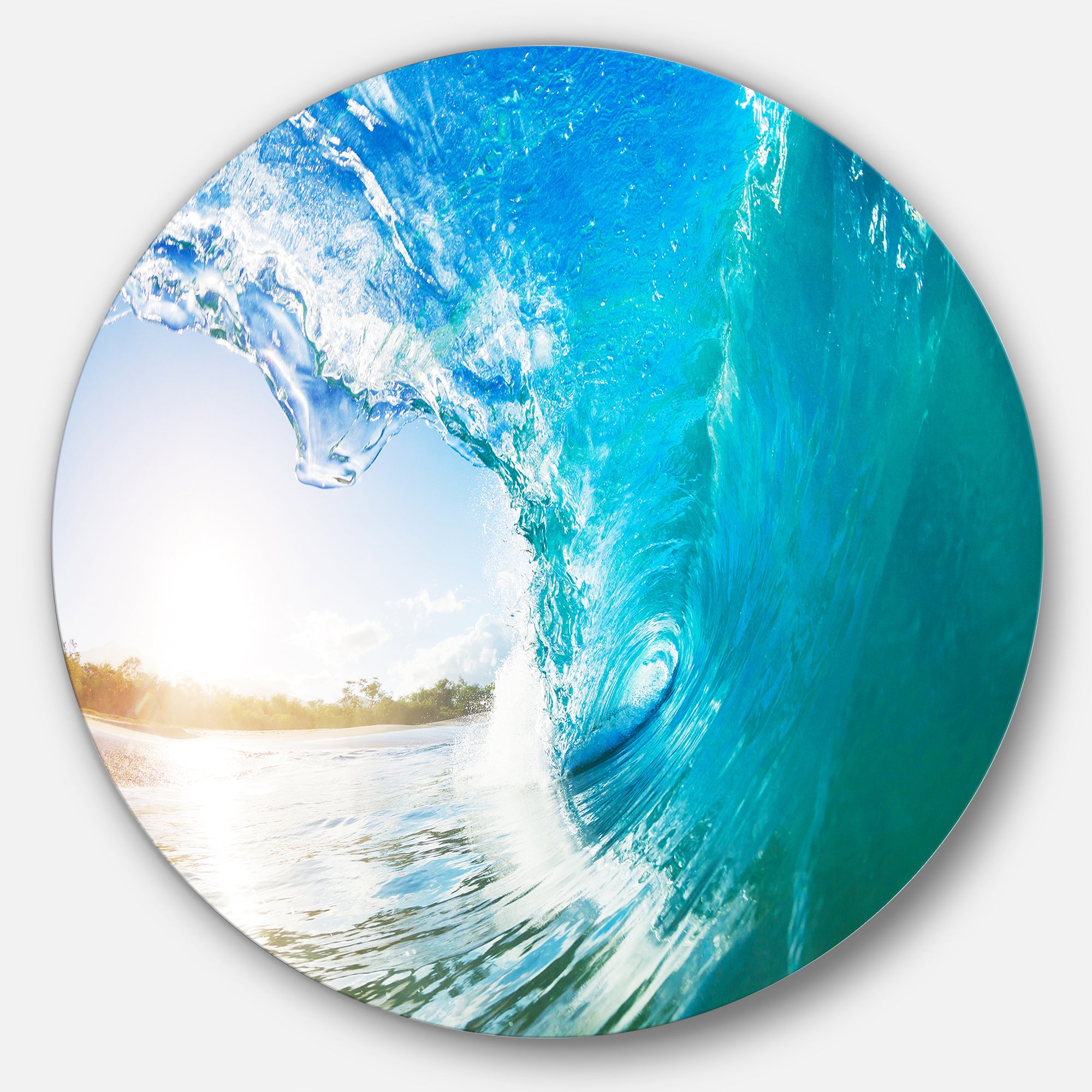 Blue Waves Arch' Disc Seascape Photography Circle Metal Wall Art