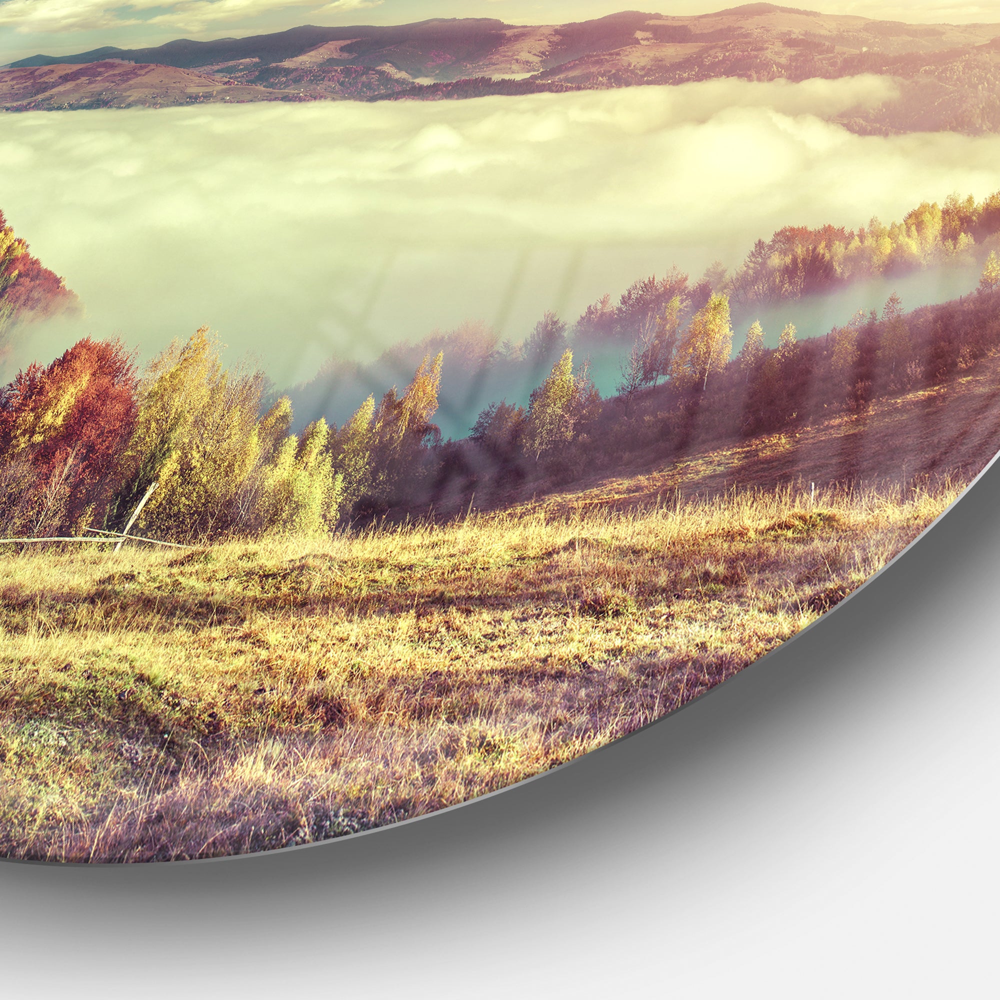 Autumn Panorama of Mountains' Disc Photography Circle Metal Wall Art