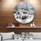 White Erawan Waterfall' Disc Landscape Photography Circle Metal Wall Art