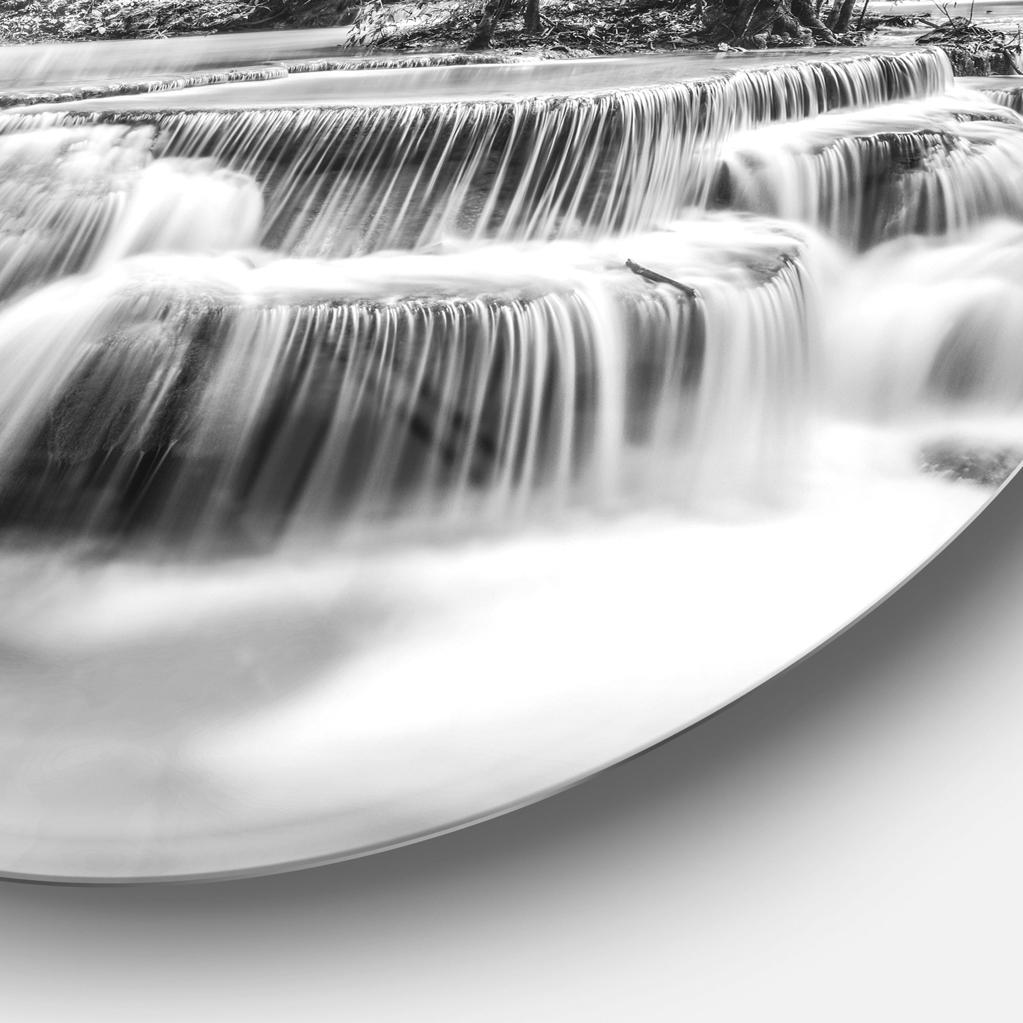 White Erawan Waterfall' Disc Landscape Photography Circle Metal Wall Art