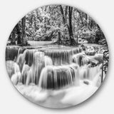 White Erawan Waterfall' Disc Landscape Photography Circle Metal Wall Art
