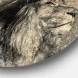 Lion in Sepia' Disc Animal Circle Metal Wall Art