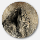 Lion in Sepia' Disc Animal Circle Metal Wall Art