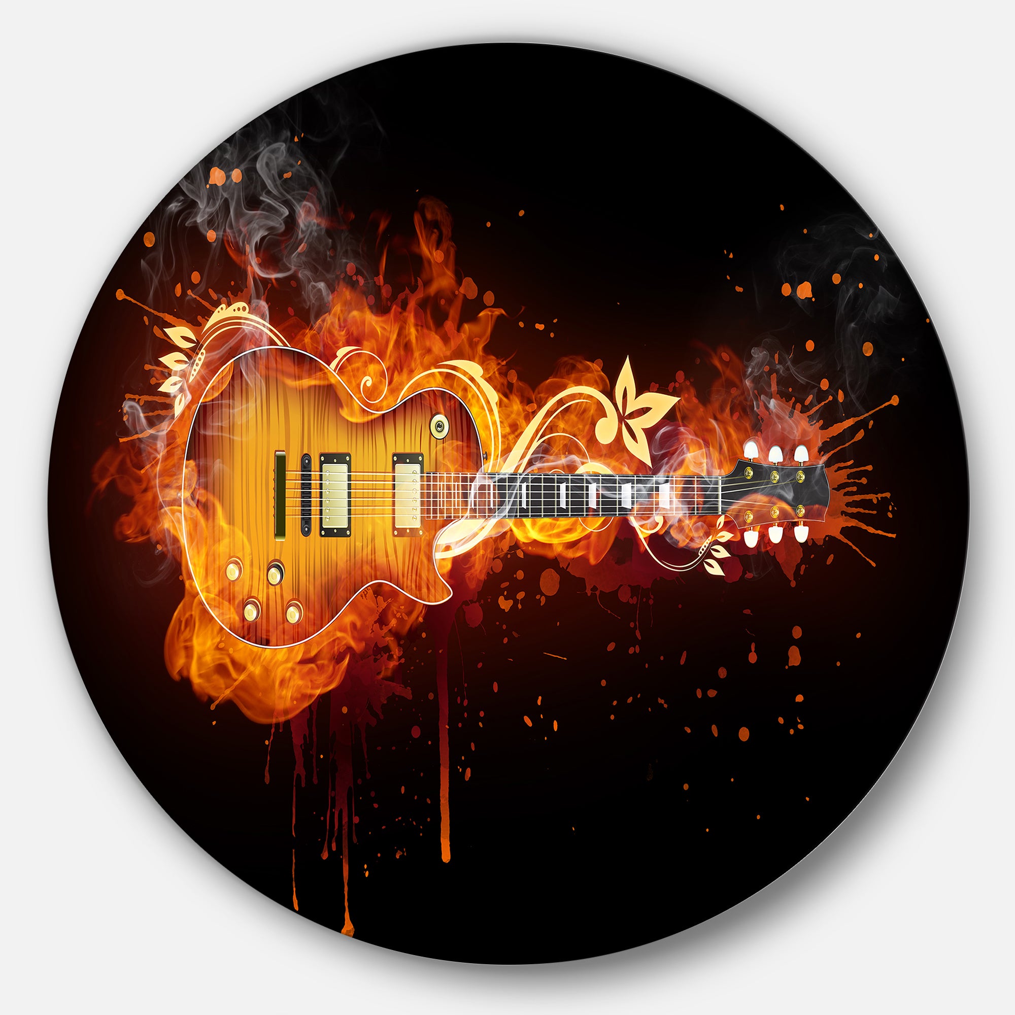 Electric Guitar' Disc Abstract Circle Metal Wall Art
