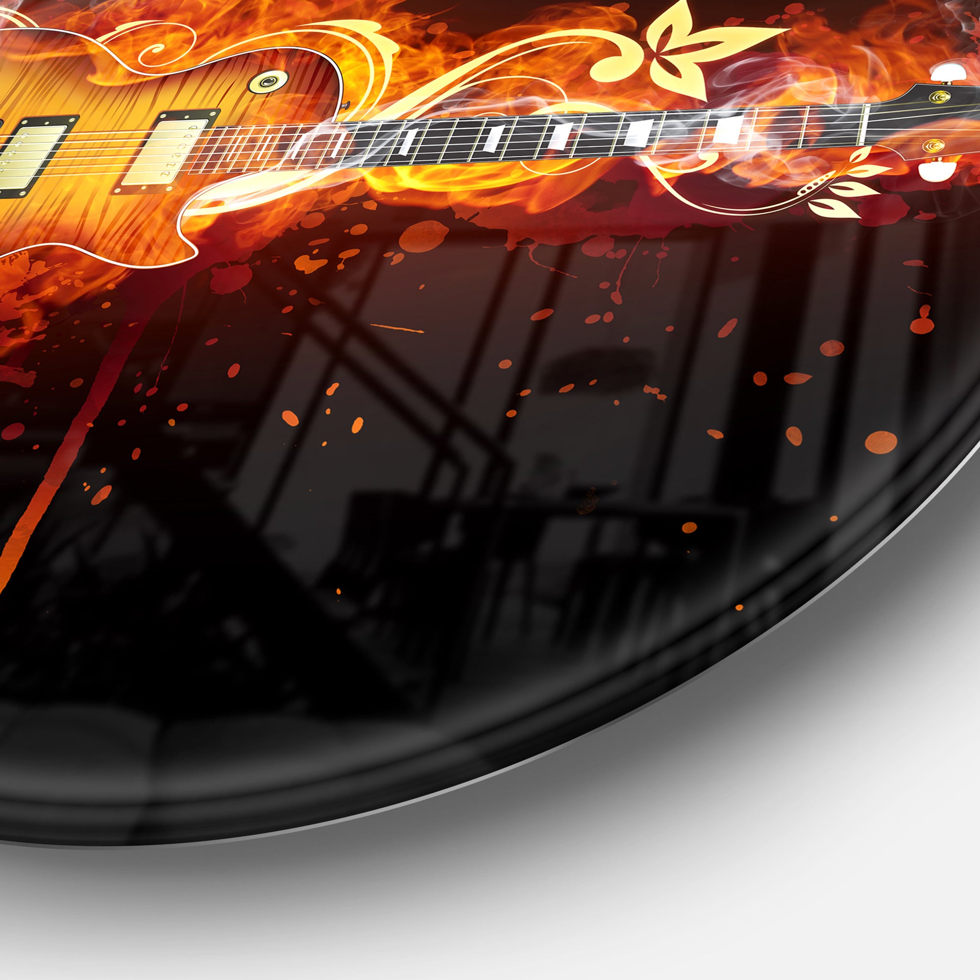 Electric Guitar' Disc Abstract Circle Metal Wall Art