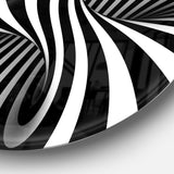 Black and White Spiral' Disc Abstract Circle Metal Wall Art