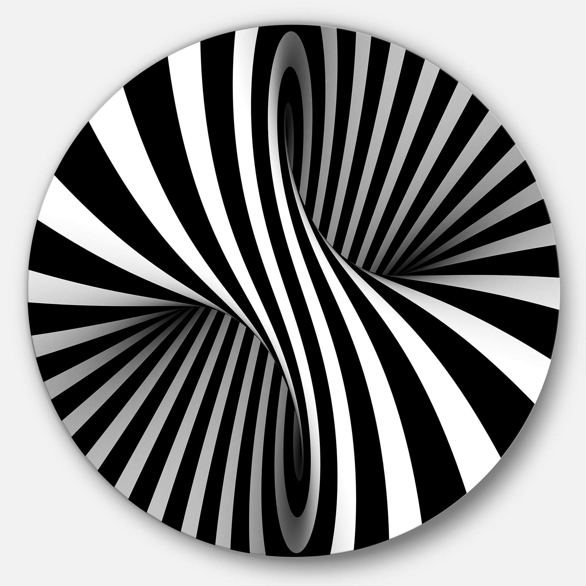 Black and White Spiral' Disc Abstract Circle Metal Wall Art