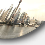 Shanghai s Architecture' Disc Cityscape Photo Circle Metal Wall Art