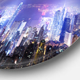 Hong Kong Night City' Disc Cityscape Photo Circle Metal Wall Art