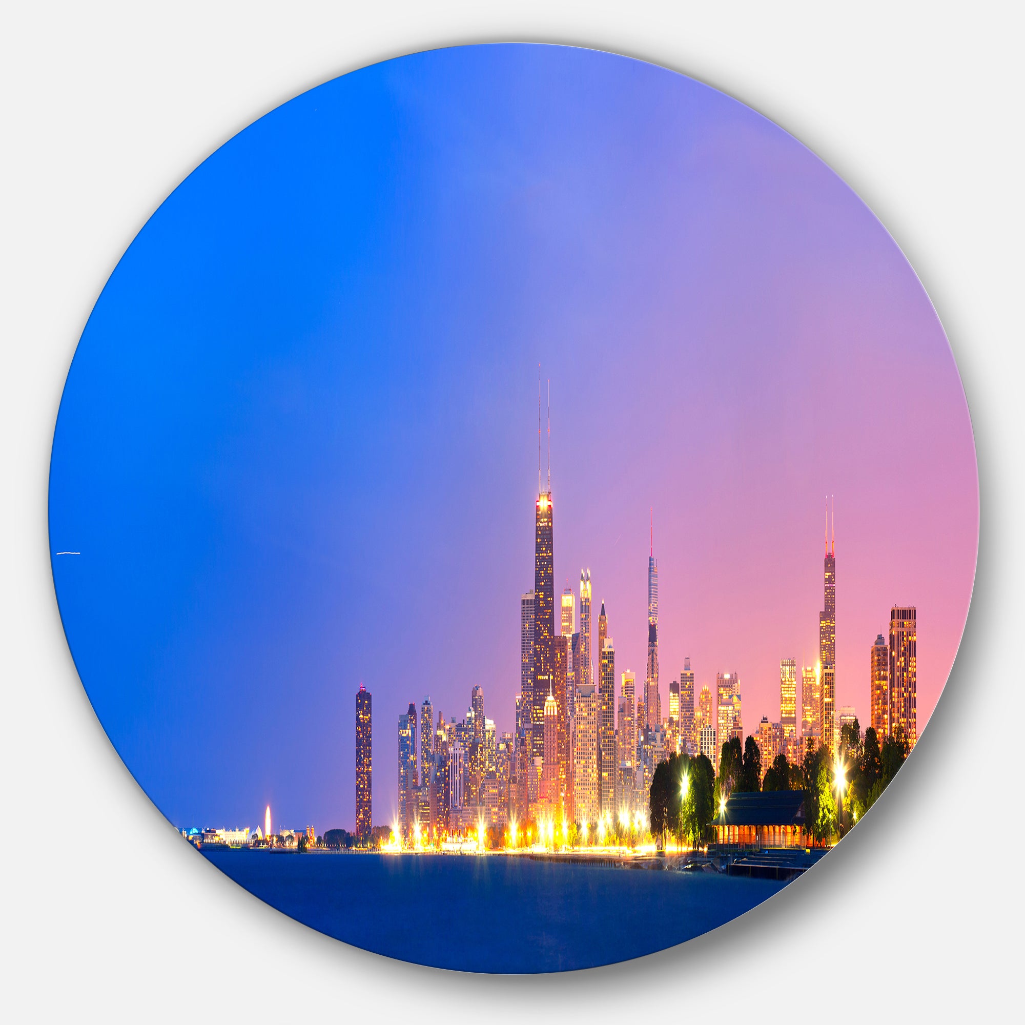 City of Chicago Skyline' Disc Cityscape Photo Circle Metal Wall Art