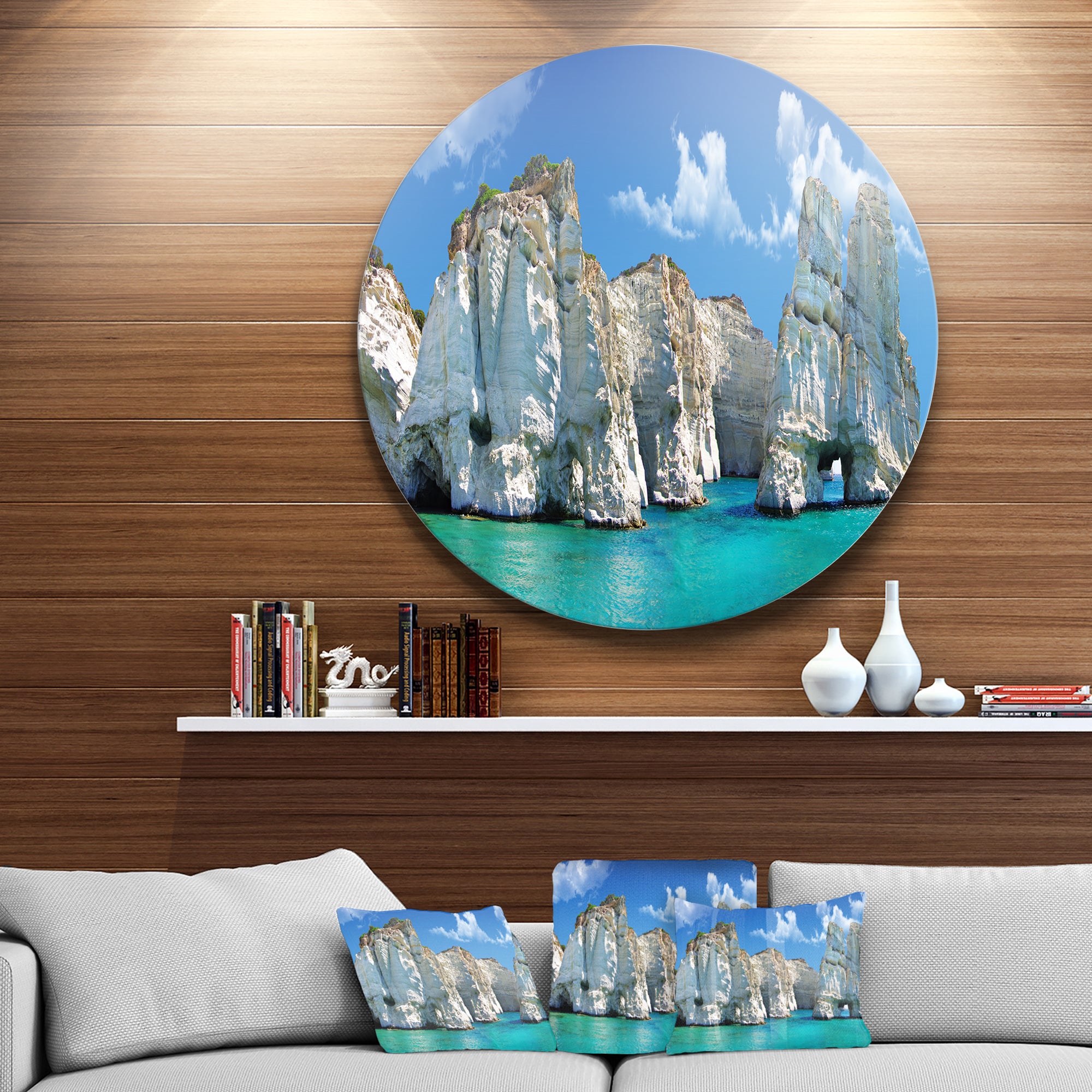 Greek Holidays' Disc Cityscape Photo Circle Metal Wall Art