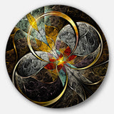 Symmetrical Brown Fractal Flowers' Disc Large Contemporary Circle Metal Wall Arts