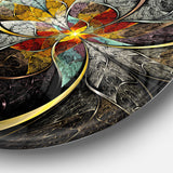 Symmetrical Brown Fractal Flowers' Disc Large Contemporary Circle Metal Wall Arts