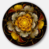 Dark Gold Fractal Flower' Disc Large Contemporary Circle Metal Wall Arts