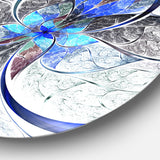 Symmetrical Blue Fractal Flower' Disc Large Contemporary Circle Metal Wall Arts