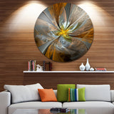 Symmetrical Yellow Fractal Flower' Disc Large Contemporary Circle Metal Wall Arts