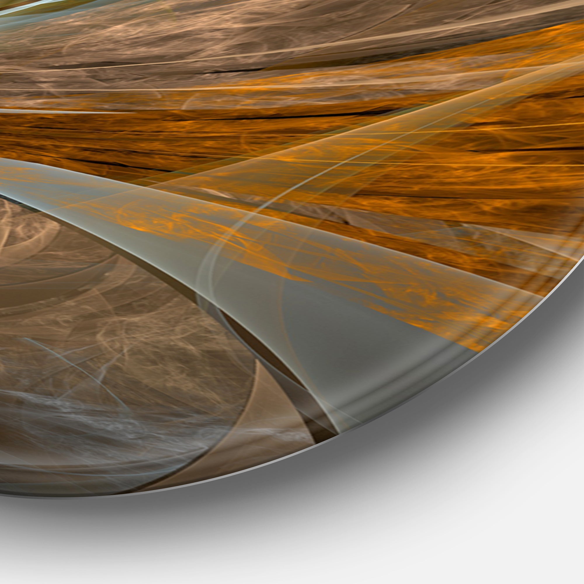 Symmetrical Yellow Fractal Flower' Disc Large Contemporary Circle Metal Wall Arts