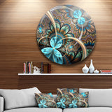 Light Blue Fractal Flower' Disc Floral Circle Metal Wall Art